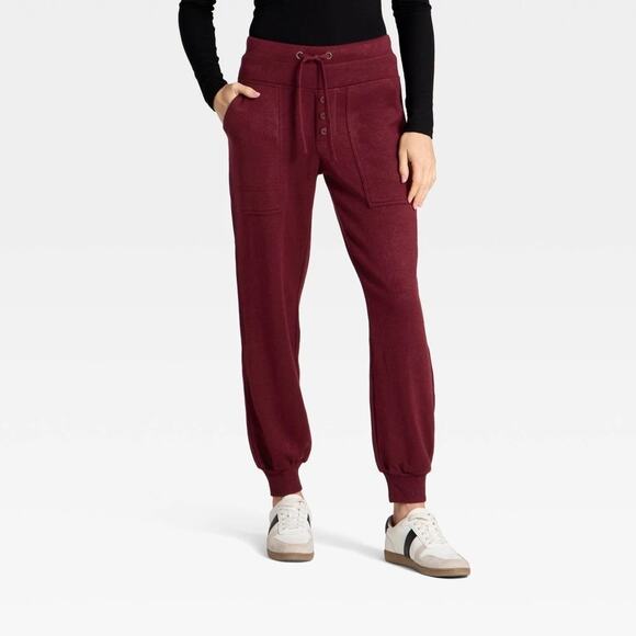 Universal Thread Pants - Universal Thread Women's High-Rise Knit Joggers Burgundy Size XS